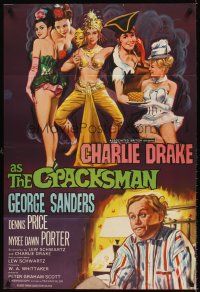 6t115 CRACKSMAN English 1sh '64 Charlie Drake, George Sanders, artwork of sexy English babes!