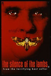6t285 SILENCE OF THE LAMBS teaser English double crown '90 c/u of Hopkins w/moth over mouth!