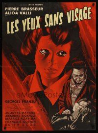 6t317 EYES WITHOUT A FACE French 23x32 '62 Les Yeux Sans Visage, different art by Jean Mascii!