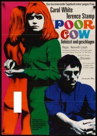 6t135 POOR COW German '68 1st Kenneth Loach, art of Terence Stamp & Carol White by Fischer!