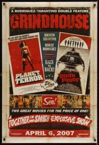 6t212 GRINDHOUSE advance DS 1sh '07 Rodriguez & Tarantino, Planet Terror & Death Proof!