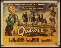 6t170 QUANTEZ 1/2sh '57 artwork of Fred MacMurray & sexy Dorothy Malone with torn shirt!