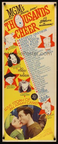 6t194 THOUSANDS CHEER insert '43 cool caricatures of Judy Garland & top MGM stars by Al Hirschfeld!