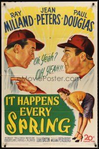 6t043 IT HAPPENS EVERY SPRING 1sh '49 Ray Milland & Douglas on St. Louis Cardinals baseball team!