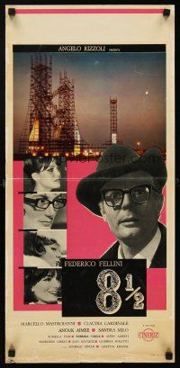 6t310 8 1/2 Italian locandina '63 Federico Fellini classic, Mastroianni & Claudia Cardinale!