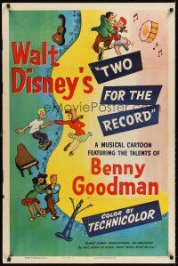 6t100 TWO FOR THE RECORD 1sh '54 Disney musical cartoon with Benny Goodman, from Make Mine Music!