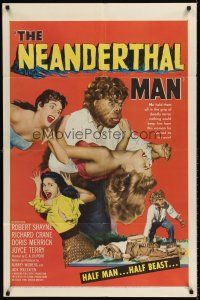 6t058 NEANDERTHAL MAN 1sh '53 great wacky monster image, nothing could keep him from his woman!