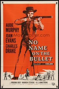 6t062 NO NAME ON THE BULLET 1sh '59 Audie Murphy as the strangest killer who ever stalked the West!