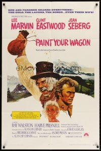 6t065 PAINT YOUR WAGON 1sh '69 art of Clint Eastwood, Lee Marvin & pretty Jean Seberg!