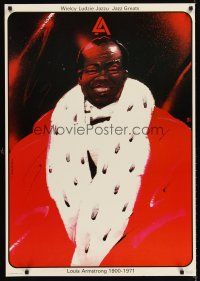 6t356 LOUIS ARMSTRONG: JAZZ GREATS Polish commercial poster '80s Swierzy art of jazz great in fur!