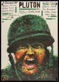 6t358 PLATOON Polish 27x38 '88 Oliver Stone, Tom Berenger, Willem Dafoe, Pagowski art of soldier!