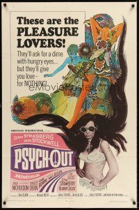 6t069 PSYCH-OUT 1sh '68 AIP, psychedelic drugs, sexy pleasure lover Susan Strasberg!