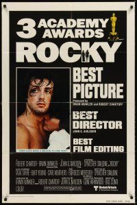 6t074 ROCKY int'l AA 1sh '77 different embrace c/u of boxer Sylvester Stallone & Talia Shire!