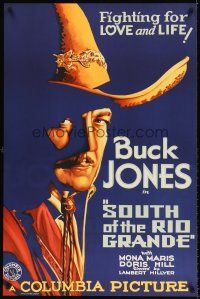 6t465 SOUTH OF THE RIO GRANDE S2 recreation 1sh 2000 best stone litho art of cowboy Buck Jones!