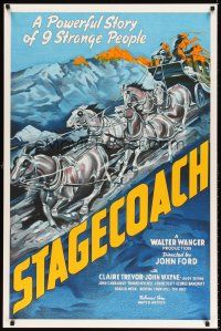 6t466 STAGECOACH S2 recreation 1sh 2000 John Wayne, great art of runaway stagecoach!