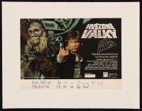 6w157 STAR WARS linen Czech 9x12 1991 George Lucas classic, different image of Han Solo & Chewbacca!