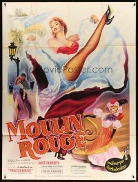6w122 MOULIN ROUGE French 1p R50s best artwork of sexy dancer kicking her leg!