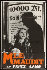 6w110 M French 31x47 R80s Fritz Lang, Peter Lorre, creepy image of little girl talking to killer!