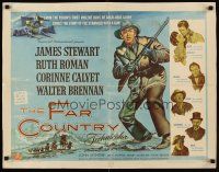 6w005 FAR COUNTRY 1/2sh '55 cool art of James Stewart with rifle, directed by Anthony Mann!