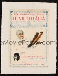 6w174 LE VIE D'ITALIA linen Italian 7x9 magazine cover '25 early automobiles, The Streets of Italy!