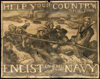 6w093 HELP YOUR COUNTRY STOP THIS ENLIST IN THE NAVY WWI war poster '17 art by Frank Brangwyn!
