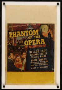 6w098 PHANTOM OF THE OPERA linen WC '43 different image of masked Claude Rains & top stars!