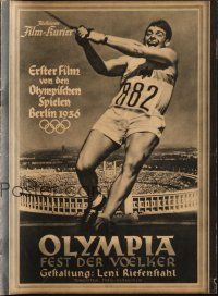 6w033 OLYMPIAD German program '38 Leni Riefenstahl's 1936 Munich Olympics documentary!