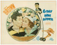 6x170 6 DAY BIKE RIDER LC '34 close up of Joe E. Brown kissing Maxine Doyle, cool border art!