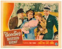 6x226 BLONDIE'S BLESSED EVENT LC '42 Penny Singleton, Arthur Lake & Larry Simms admire new baby!