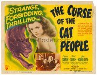 6x051 CURSE OF THE CAT PEOPLE TC '44 close up of sexy Simone Simon + great art of snarling cat!