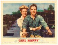 6x374 GIRL HAPPY LC #1 '65 close up of Elvis Presley & Shelley Fabares on motor scooter!