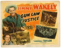 6x079 GUN LAW JUSTICE TC '49 great close up of cowboy Jimmy Wakely with guitar, Dub Taylor