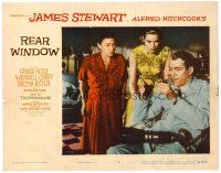 6x604 REAR WINDOW LC #7 '54 Hitchcock, Thelma Ritter & Grace Kelly look at excited James Stewart!