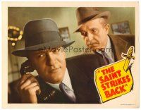 6x638 SAINT STRIKES BACK LC '39 detective George Sanders on the phone as Jonathan Hale watches!