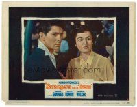 6x694 STRANGERS ON A TRAIN LC #2 '51 Hitchcock, close up of intense Farley Granger & Ruth Roman!