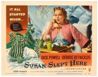 6x699 SUSAN SLEPT HERE LC #8 '54 close up of Anne Francis eating breakfast in bed!