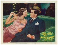 6x714 THAT WONDERFUL URGE LC #6 '49 close up of Tyrone Power & sexy Gene Tierney on couch!