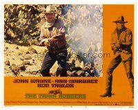 6x731 TRAIN ROBBERS LC #4 '73 great full-length image of cowboy John Wayne shooting revolver!