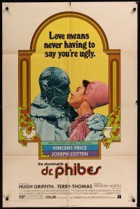6y017 ABOMINABLE DR. PHIBES 1sh '71 Vincent Price says love means never having to say you're ugly!