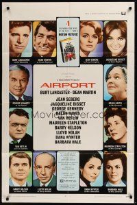 6y023 AIRPORT 1sh '70 Burt Lancaster, Dean Martin, Jacqueline Bisset, Jean Seberg!