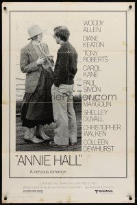 6y035 ANNIE HALL 1sh '77 full-length Woody Allen & Diane Keaton, a nervous romance!