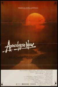 6y036 APOCALYPSE NOW advance 1sh '79 Francis Ford Coppola, cool art of helicopters over river!