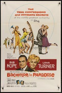 6y051 BACHELOR IN PARADISE 1sh '61 world's greatest lover Bob Hope romances sexy Lana Turner!