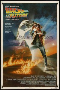 6y052 BACK TO THE FUTURE 1sh '85 Robert Zemeckis, art of Michael J. Fox & Delorean by Drew Struzan!