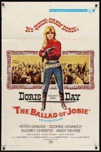 6y055 BALLAD OF JOSIE 1sh '68 great full-length image of quick-draw Doris Day pointing shotgun!