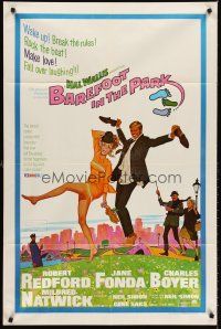 6y060 BAREFOOT IN THE PARK 1sh '67 artwork of frollicking Robert Redford & sexy Jane Fonda!