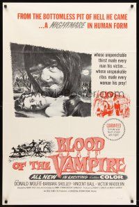 6y099 BLOOD OF THE VAMPIRE military 1sh R60s cool different Casaro art of monster dog & bound woman!