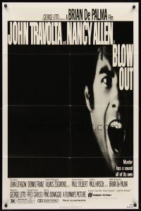 6y101 BLOW OUT 1sh '81 John Travolta, Brian De Palma, murder has a sound all of its own!