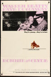 6y107 BONNIE & CLYDE 1sh '67 notorious crime duo Warren Beatty & Faye Dunaway!