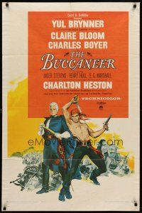 6y130 BUCCANEER 1sh '58 Yul Brynner, Charlton Heston, directed by Anthony Quinn!